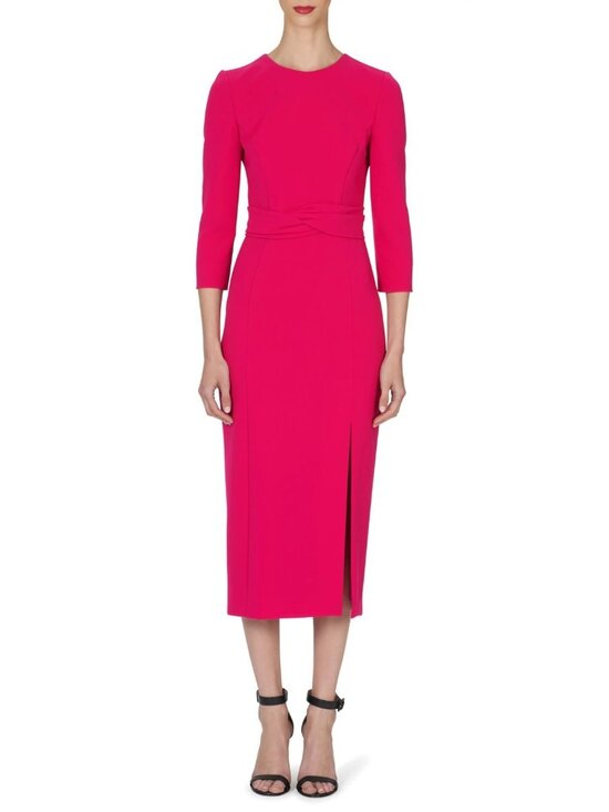 Carolina Herrera Dresses & Skirts - Carolina Herrera Twist Detail Womens Front Slit Midi Sheath Dress Begonia Size 6